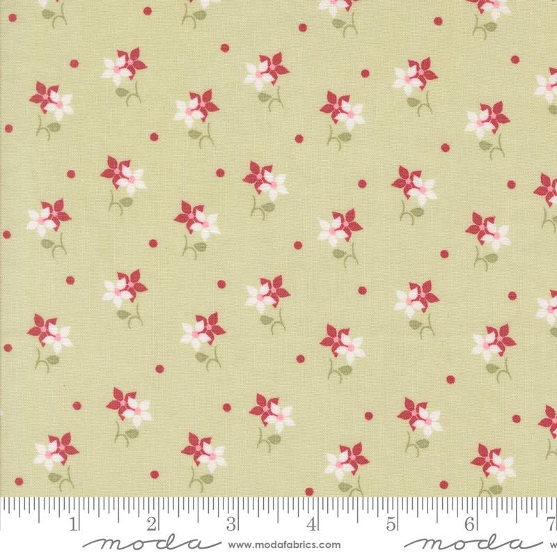 Poinsettias in Leaf from the Very Sweet Christmas collection by Bunny Hill Designs for Moda continuous cuts of Quilter's Cotton Fabric