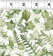 Green Foliage from the Western Washington Shop Hop 2025 collection by Clothworks continuous cuts of Quilter's Cotton Fabric