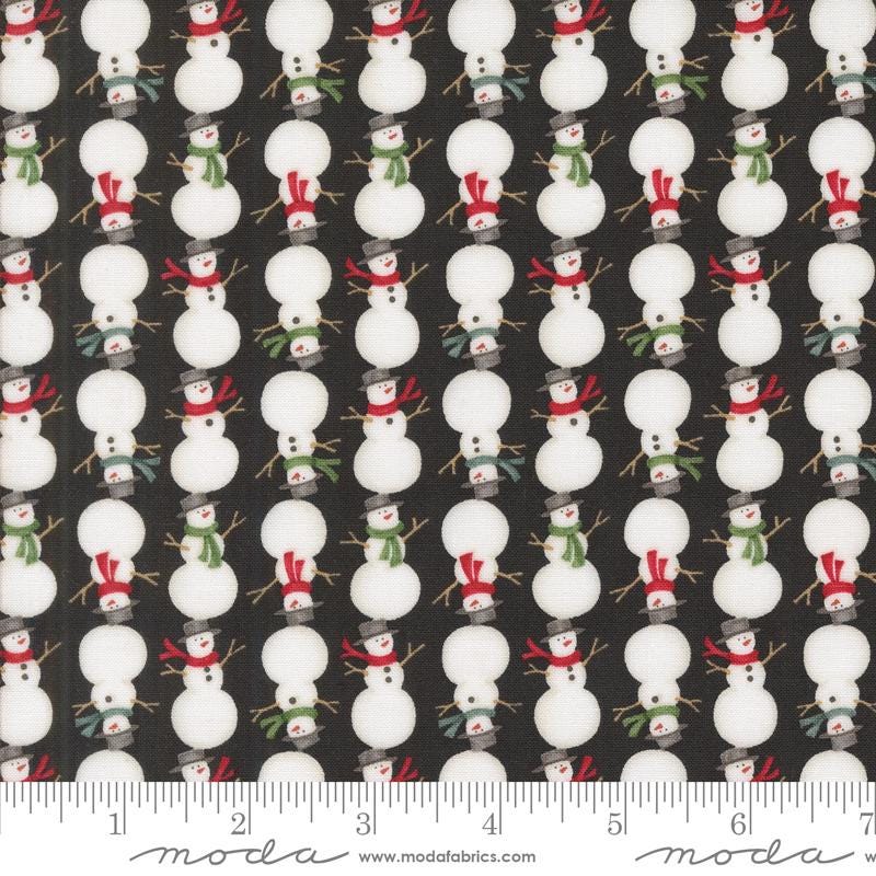 Stacked Snowmen in Charcoal Black from Winter Friends by Deb Strain for Moda continuous cuts of Quilter's Cotton Fabric