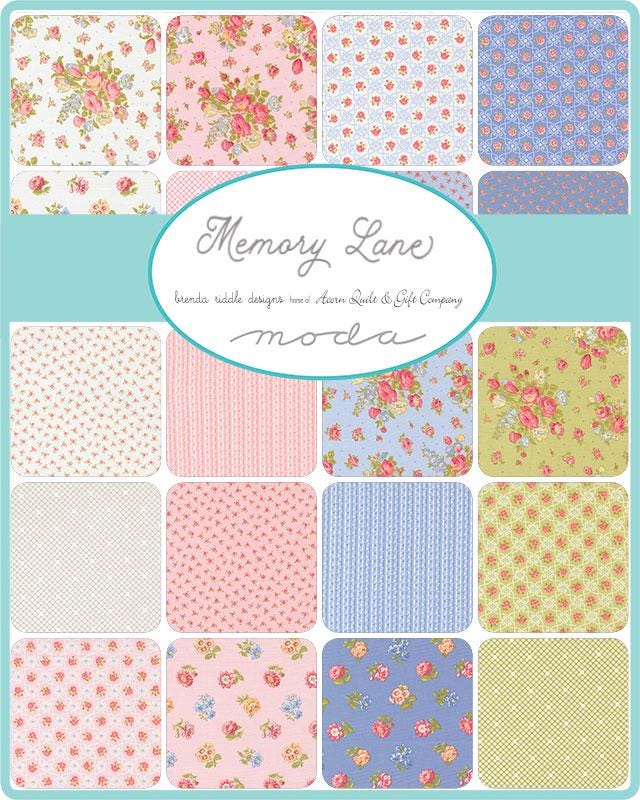 Little Posies in Blue from Memory Lane by Brenda Riddle Designs for Moda continuous cuts of Quilter's Cotton Fabric