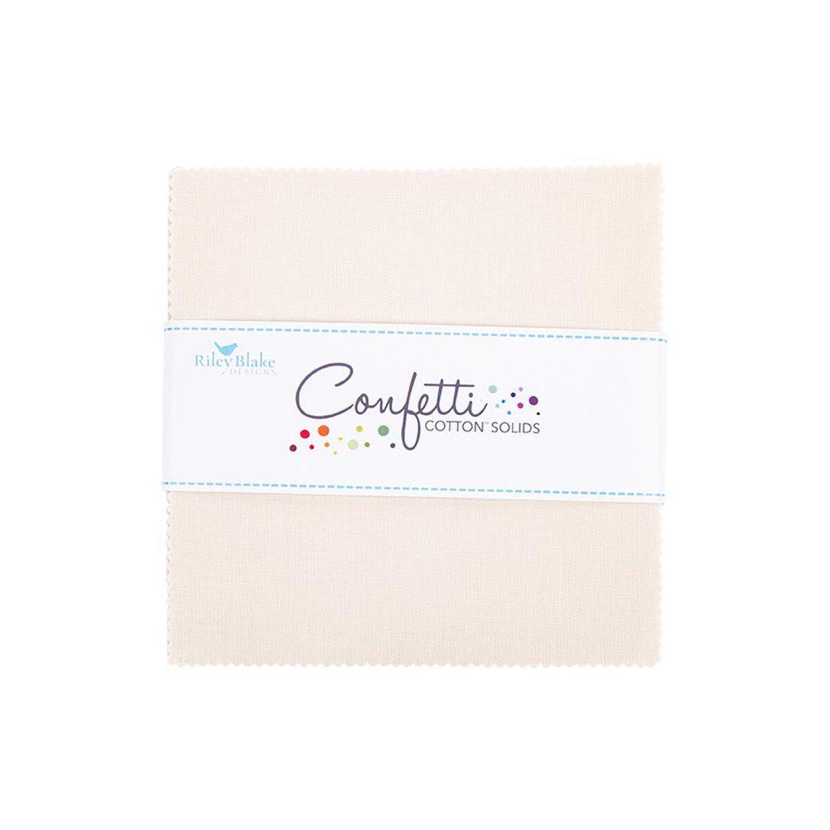 Confetti Cotton Solid in Ivory by RBD Designers for Riley Blake Designs. Quilter's Cotton Charm Pack of 42 5 inch squares