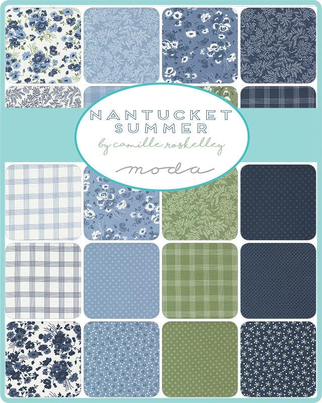 Fairground Small Floral in Light Blue from the Nantucket Summer collection by Camille Roskelley for Moda continuous cuts of Quilter's Cotton