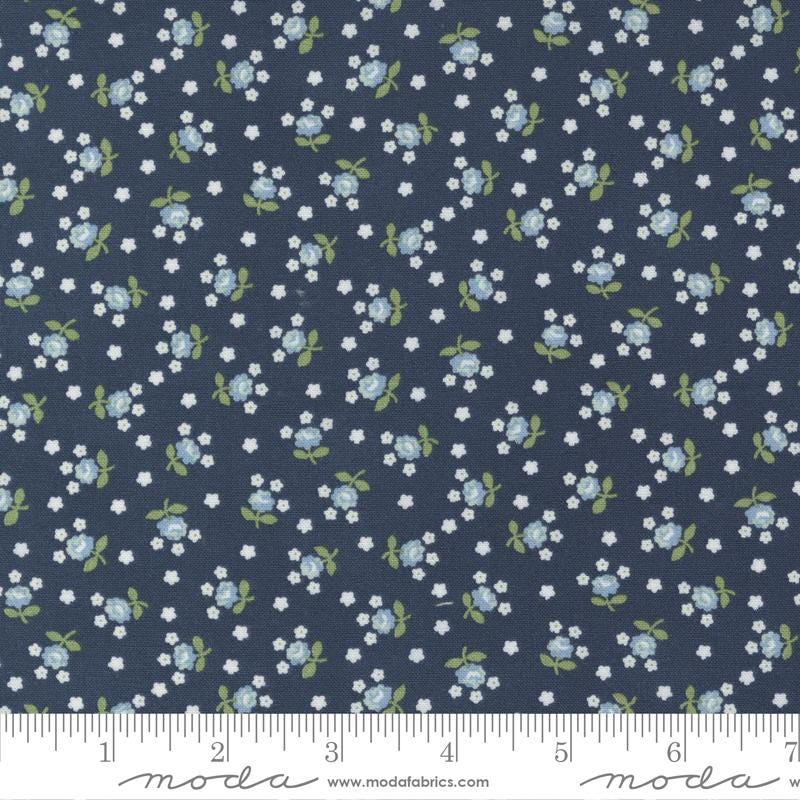 Fairground Small Floral in Navy from the Nantucket Summer collection by Camille Roskelley for Moda continuous cuts of Quilter's Cotton