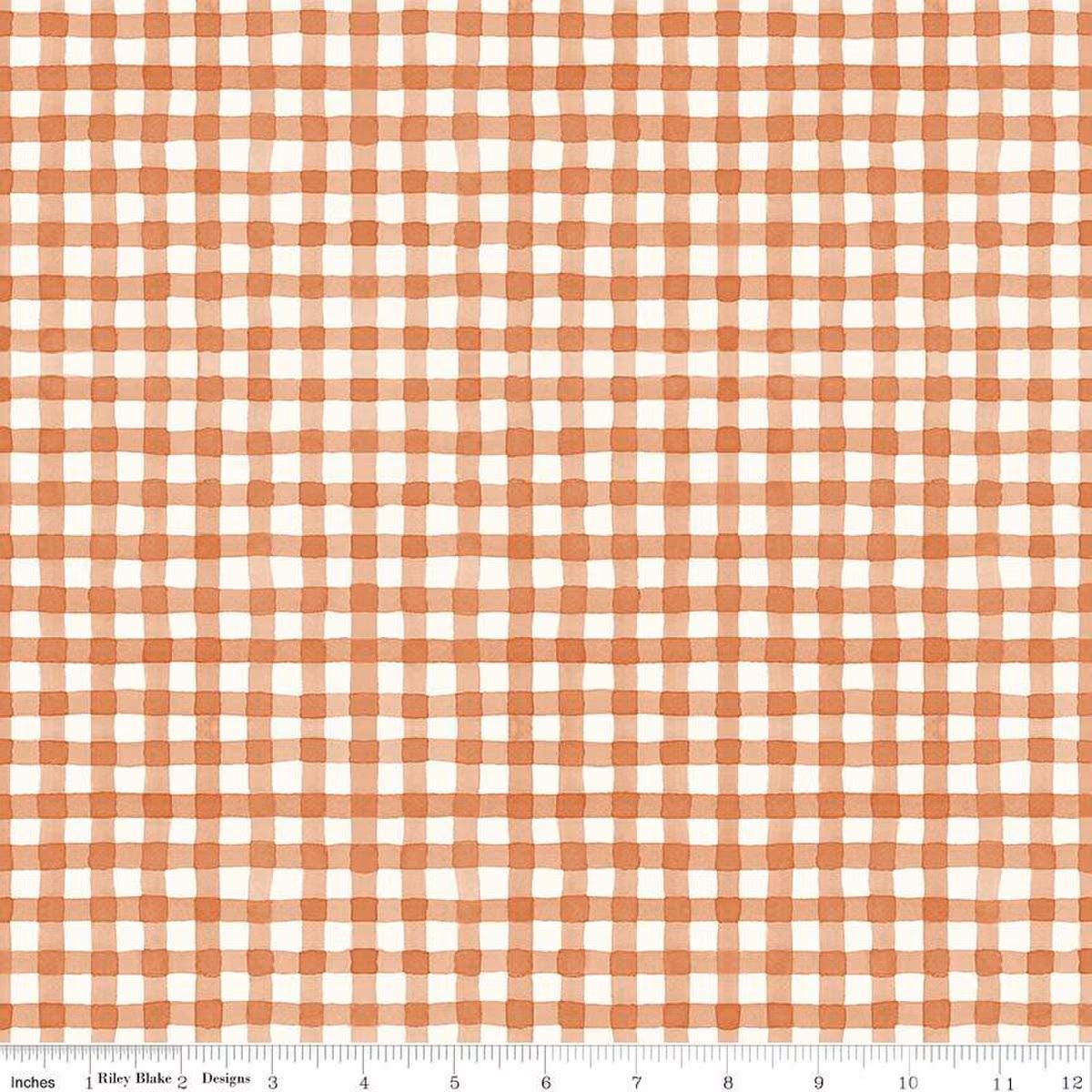 Sunflower Whispers Gingham in Pumpkin by Lisa Audit for Riley Blake Designs. Continuous cuts of quilter's cotton fabric
