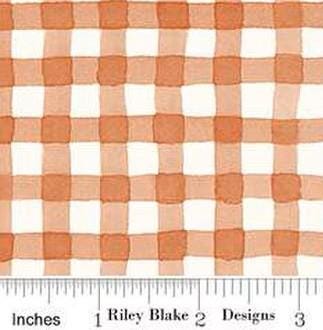 Sunflower Whispers Gingham in Pumpkin by Lisa Audit for Riley Blake Designs. Continuous cuts of quilter's cotton fabric