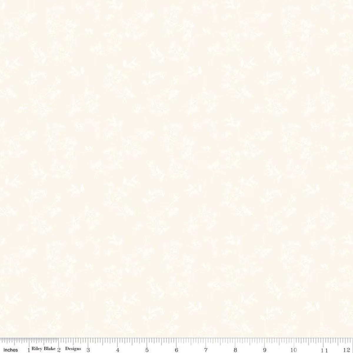 Penelope Stems in White on Cream by My Mind's Eye for Riley Blake Designs. Continuous cuts of quilter's cotton fabric