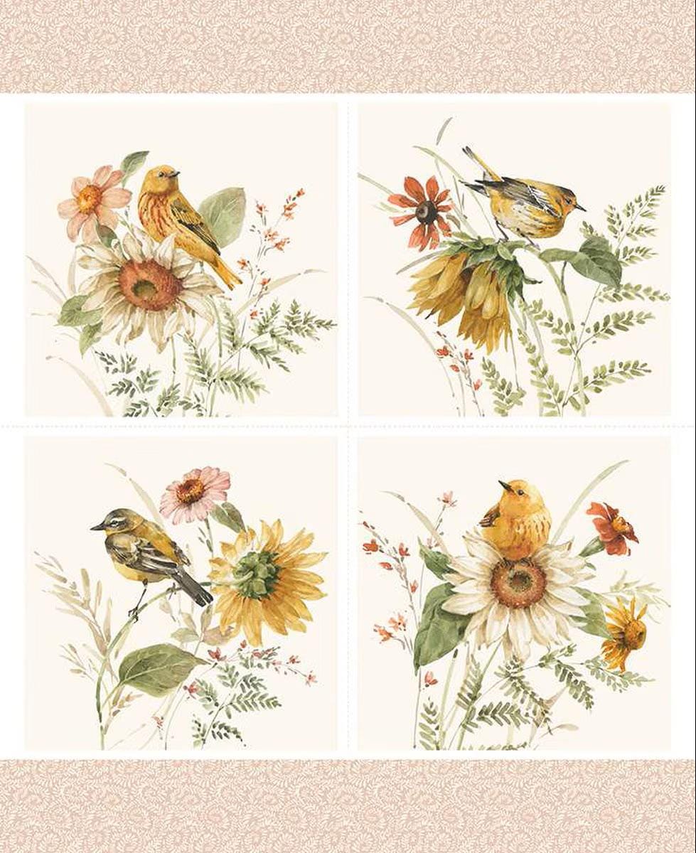 Sunflower Whispers Panel by Lisa Audit for Riley Blake Designs 35.5 inch x 43 inch panel of 100% Quilter's Cotton