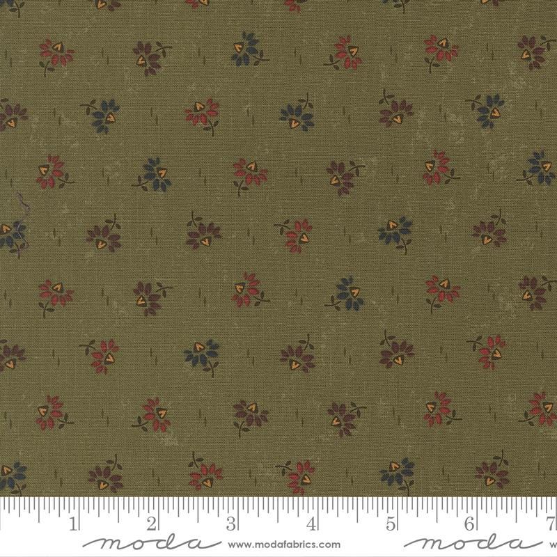 Coneflowers Small Floral in Pine from Wheatland by Kansas Troubles for Moda Fabrics. Continuous cuts of Quilter's Cotton Fabric