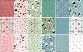 Berries and Bells in Blue from Frost & Flurry by Poppie Cotton continuous cuts of Quilter's Cotton. Spools 'n Stitches Shop Hop Fall 2025