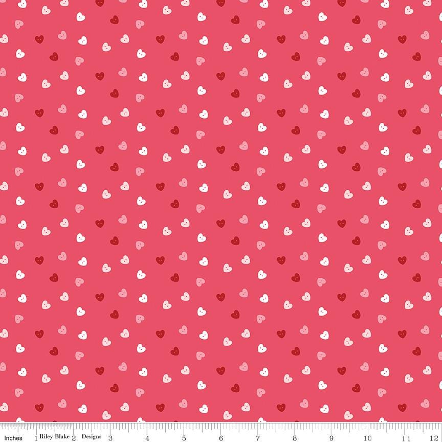 Sew in Love Hearts in Pink by Dani Mogstad for Riley Blake Designs. Continuous Cuts of Quilter's Cotton fabric