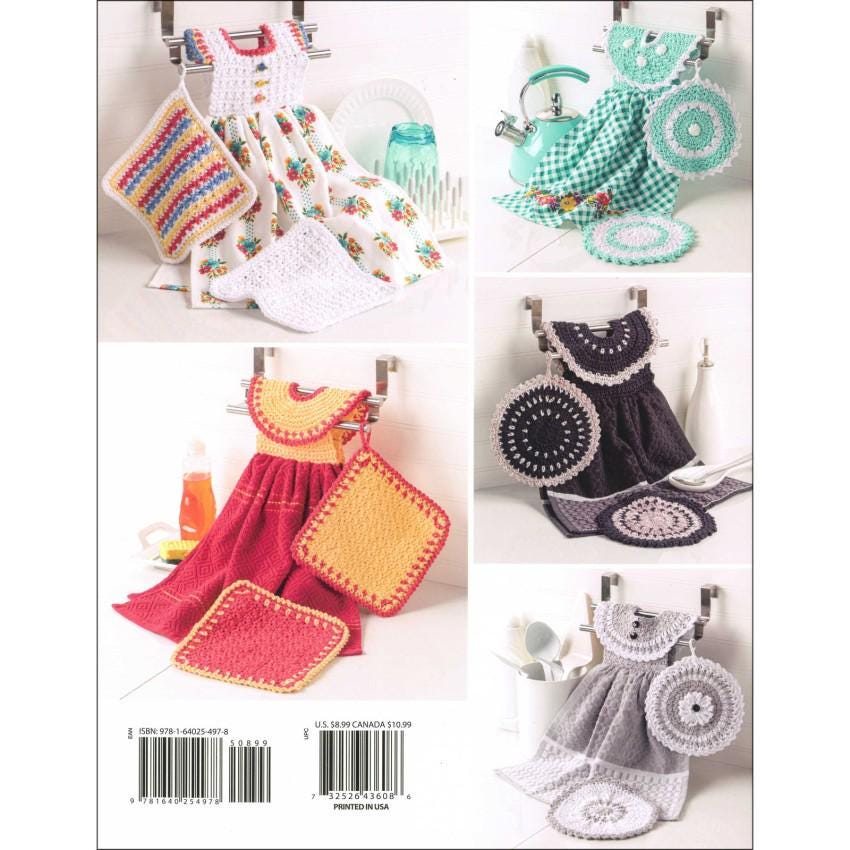 Dress Me Up Towel Toppers 32 page pattern book for towel toppers, dish cloths, and pot holders. Annie's Publishing soft cover book.