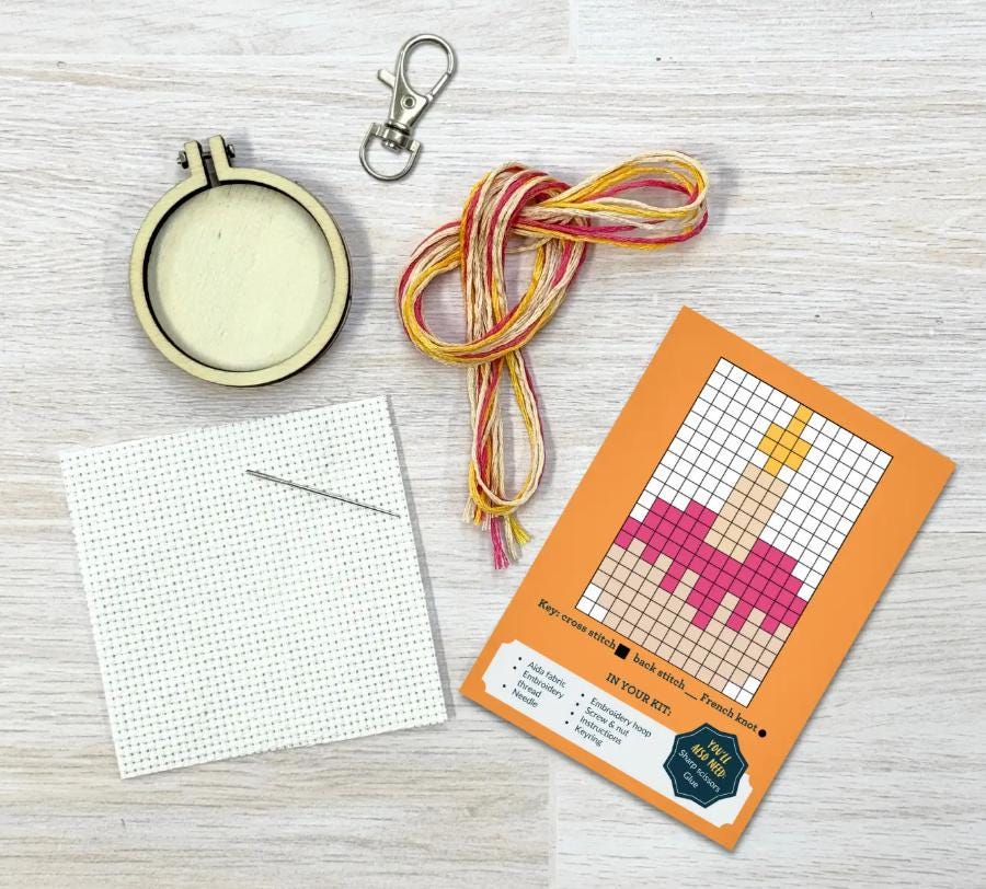 Happy Birthday Cake Mini Matchbox Cross Stitch Kit by the Crafty Kit Company