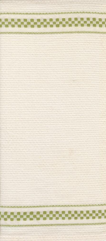 16" Rosie Waffle Check Cream & Green Toweling 100% cotton by Moda. Hemmed on both edges continuous cuts for length.