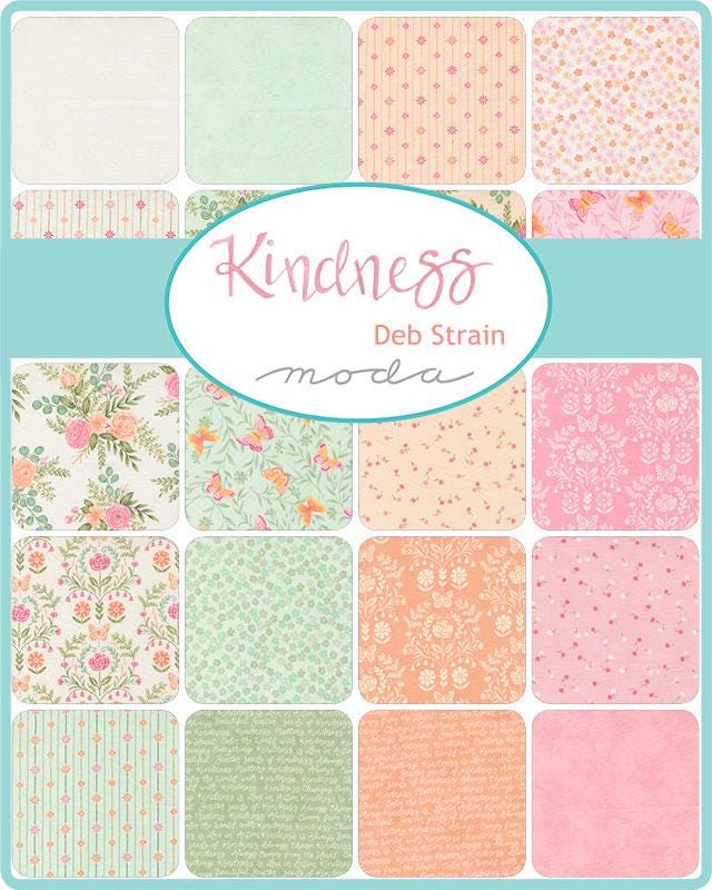 Kindness Fluttering Flowers Ditsy in Peach by Deb Strain for Moda continuous cuts of Quilter's Cotton Fabric