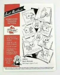 Aunt Martha's Iron On Transfer Patterns for Stitching, Embroidery