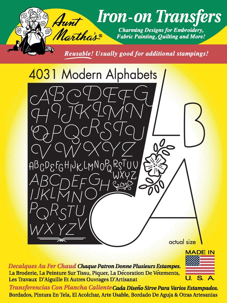 Modern Alphabet Aunt Martha's #4031 Vintage Embroidery Hot Iron Transfer  Pattern