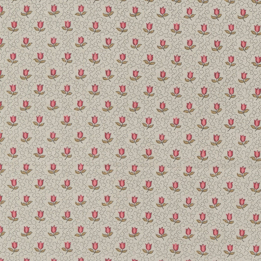 Antoinette Champagne Small Floral in Smoke by French General for Moda. Continuous cuts of Quilter's Cotton Fabric