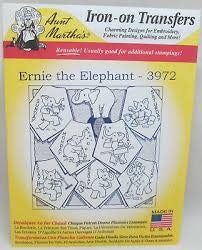 Ernie the Elephant Aunt Martha's #3972 Vintage Embroidery Hot Iron Transfer Pattern