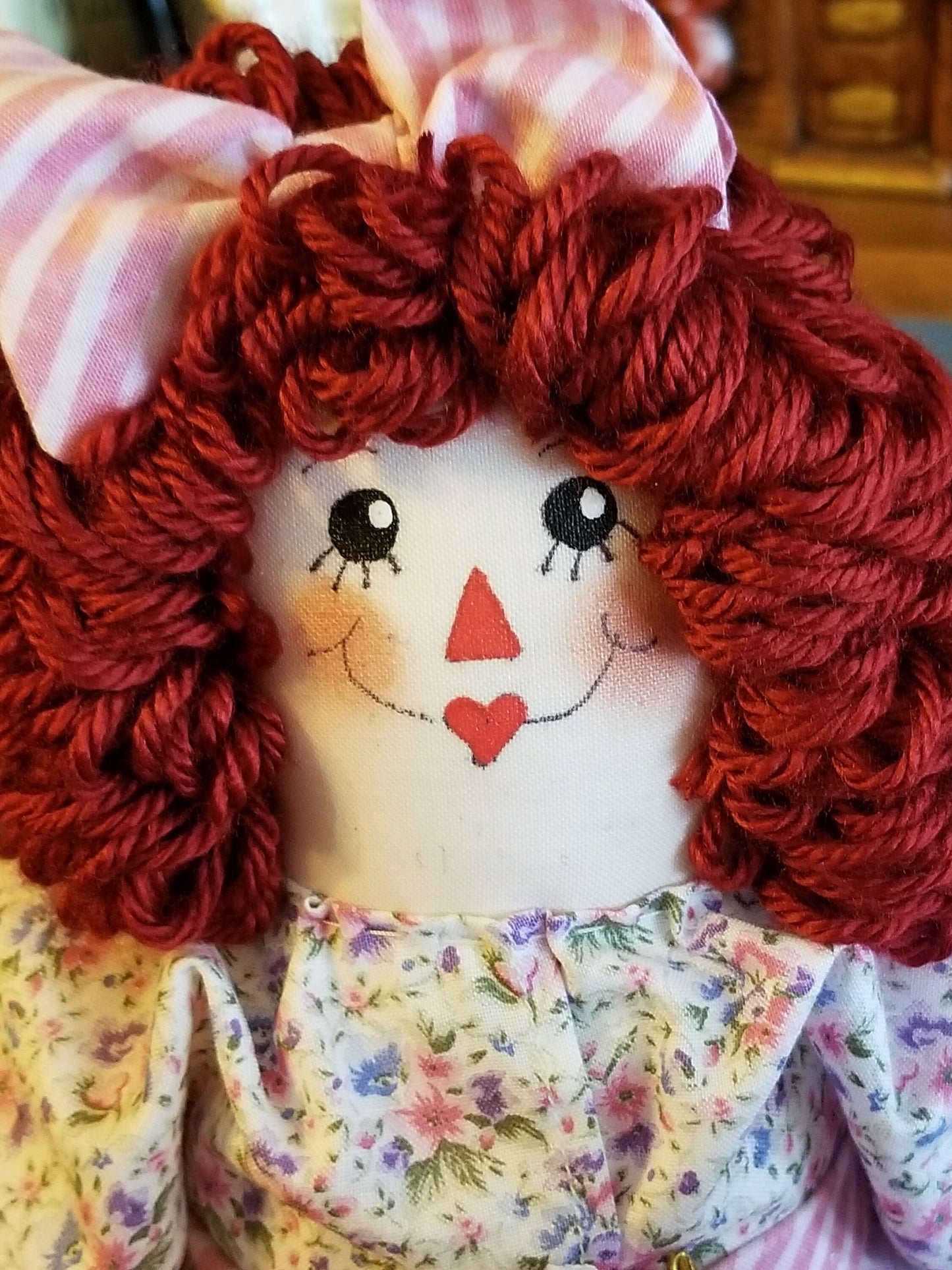 Handmade Annie doll with pink striped handbag. Limited Edition Series by Sunnie Andress