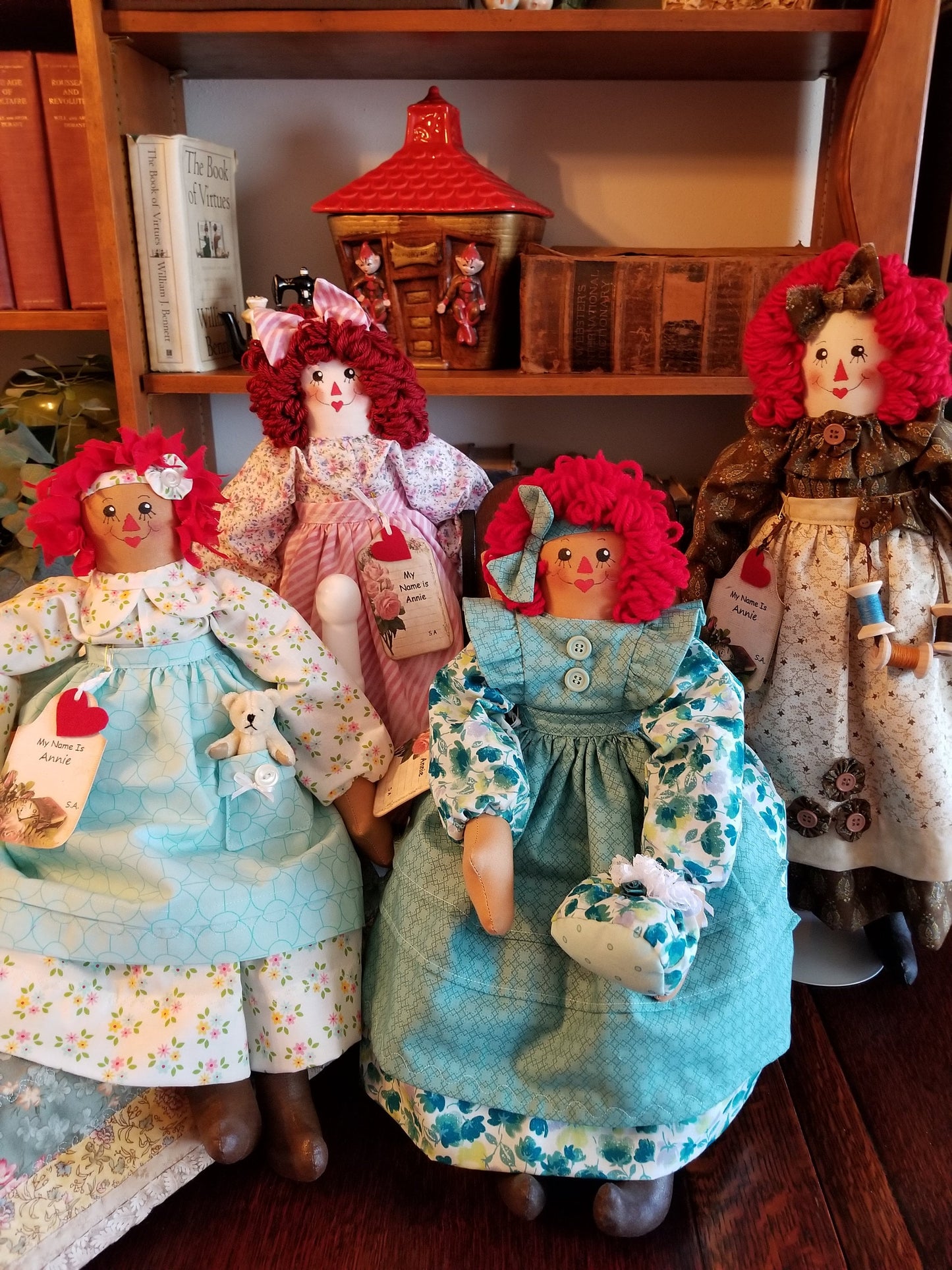 Handmade Annie doll with pink striped handbag. Limited Edition Series by Sunnie Andress