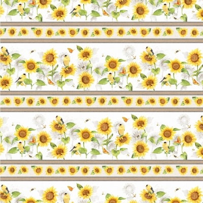 Sunflower Field by P&B Textiles Quilter's Cotton Charm Pack. 42 piece collection of 5 inch squares