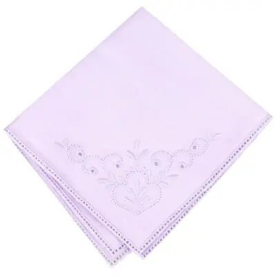 Cream, Pink, Purple, Green, White,  or Blue Cotton Straight Edge Hanky hemstitched with holes for attaching Tatted or crocheted edging