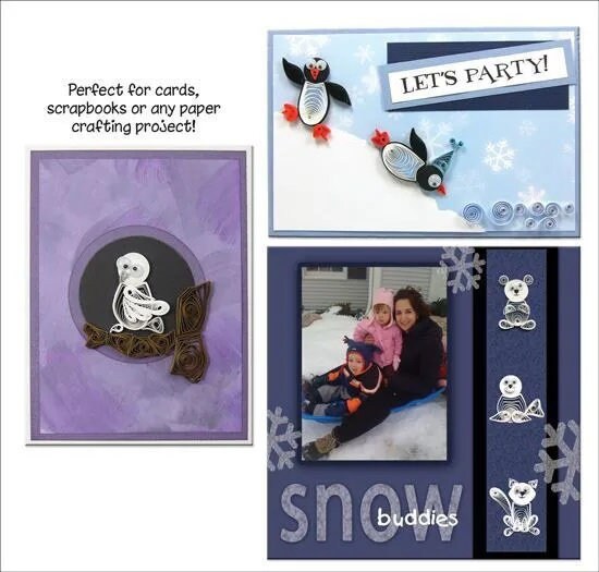 Arctic Buddies Paper Quilling Kit for all ages includes Polar Bear, Walrus, Arctic Fox, Harp Seal, Penguin, Owl, & Fish by Quilled Creations