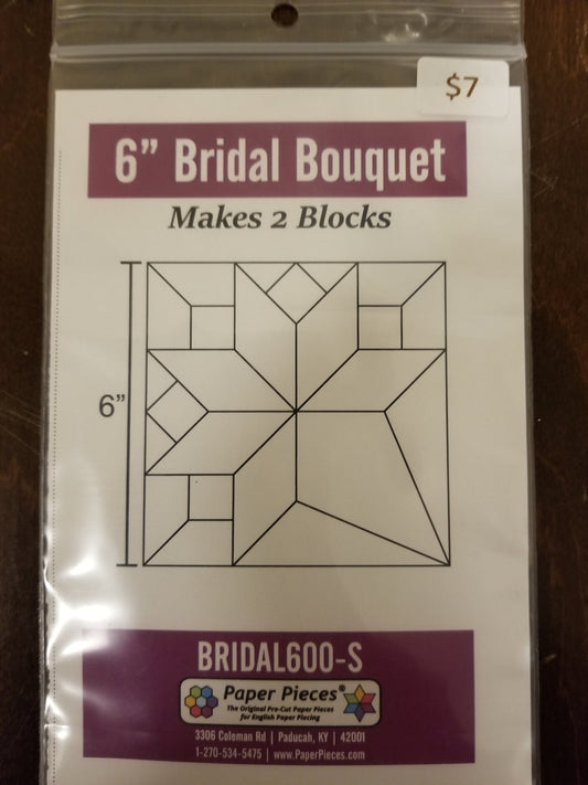 English Paper Piecing Bridal Bouquet Papers in pack from Paper Pieces to make two 6 inch blocks or one 12 inch block