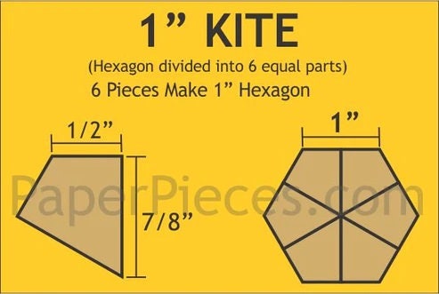 English Paper Piecing 60 degree Kites to make 1 inch Hexagon Papers pack of 120 from Paper Pieces - Leaves for Grandmother's Flower Garden