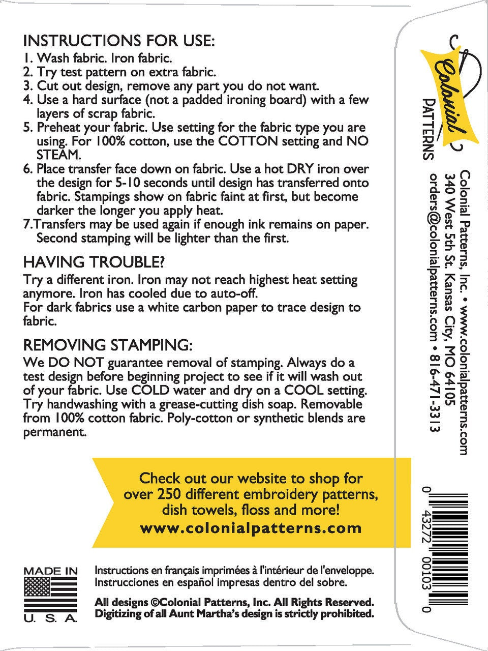 Country Porches Aunt Martha's #4042 Vintage Embroidery Hot Iron Transfer Pattern