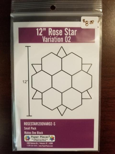 English Paper Piecing Rose Star Variation 02 Papers in pack from Paper Pieces to complete one 12 inch block