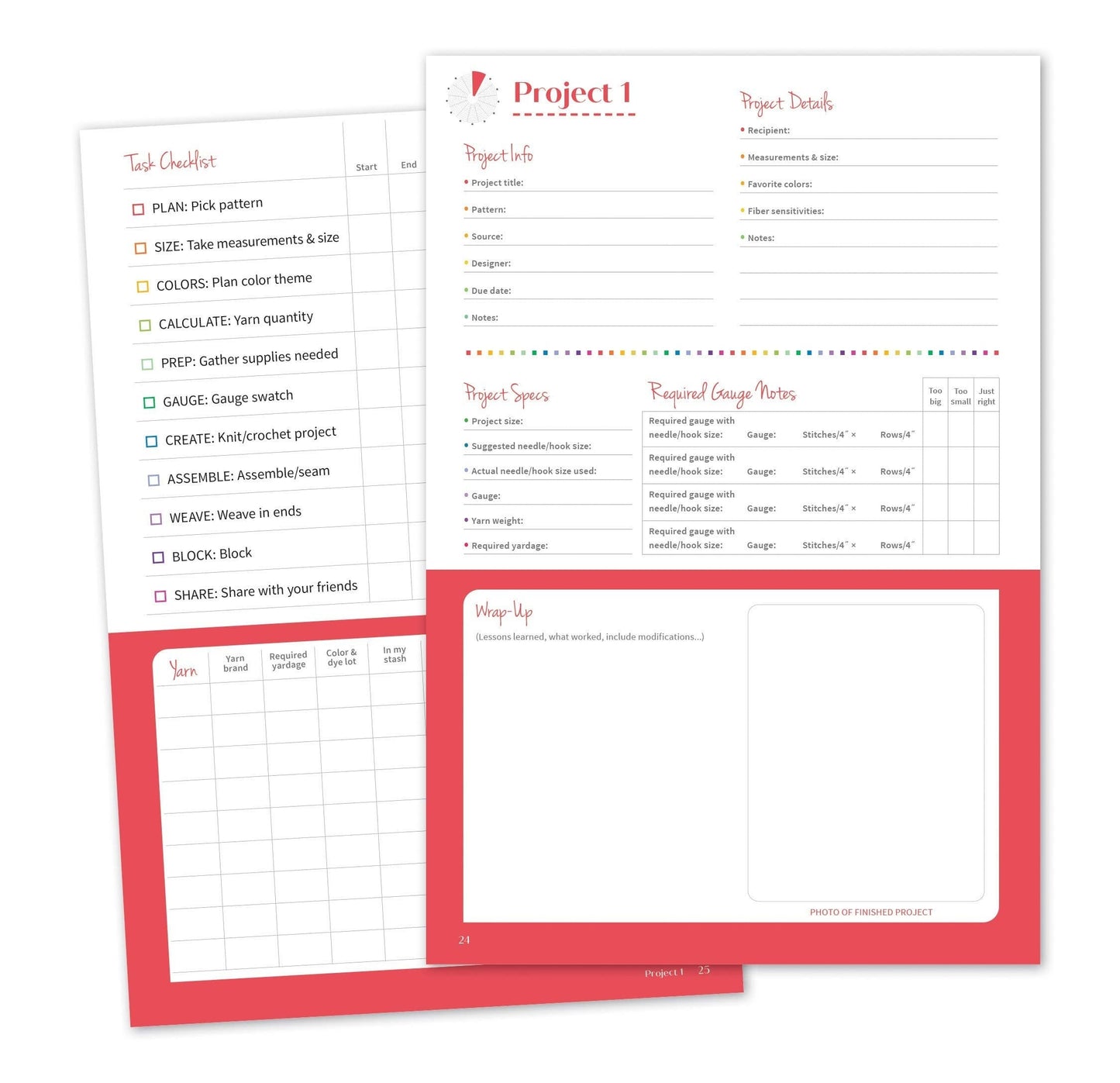 Knit & Crochet Project Planner by Sophie Scardaci and Kerry Graham  96 page organizer for 12 knit or crochet projects