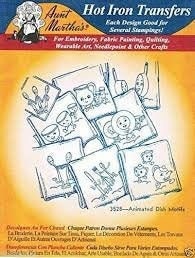 Animated Dish Motifs Aunt Martha's #3528 Vintage Embroidery Hot Iron Transfer Pattern