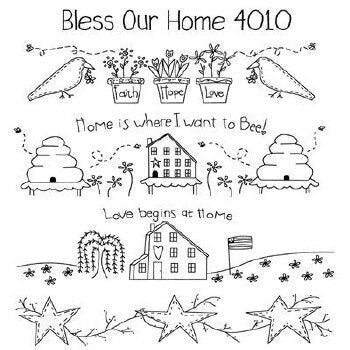 Bless our Home Aunt Martha&#39;s #4010 Vintage Embroidery Hot Iron Transfer Pattern