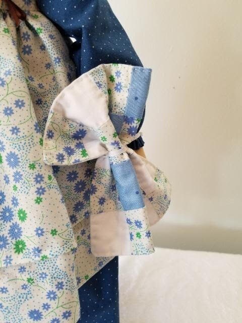 Handmade Annie doll with blue quilt. Limited Edition Series by Sunnie Andress