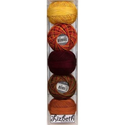 Autumn Sunset Specialty Pack of Lizbeth size 20. 5 balls 100% Egyptian Cotton Tatting Thread