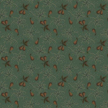 Right As Rain Pear Orchard in Blue by Henry Glass continuous cuts of Quilter&#39;s Cotton Fabric