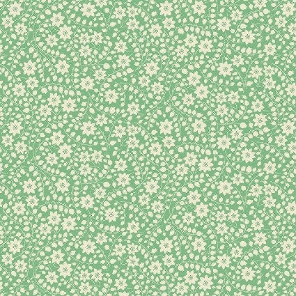 Nana Mae VI Monotone Floral in Green by Henry Glass continuous cuts of Quilter&#39;s Cotton 30&#39;s print Fabric