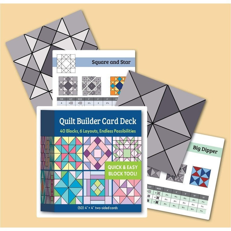 Quilt Builder Card Deck Boxed Set of Quilt Block Patterns with cutting instructions