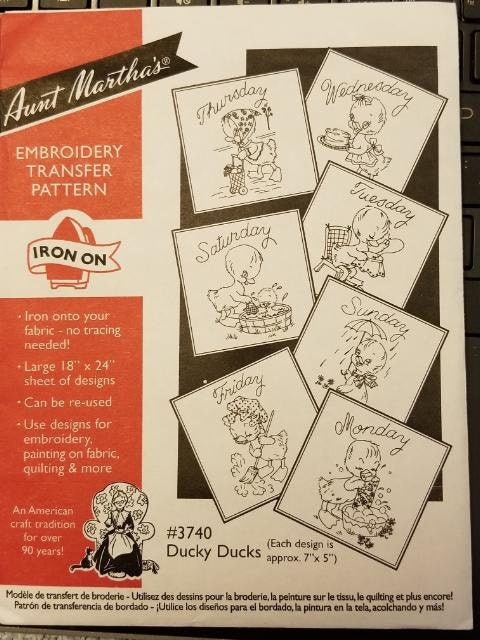 Ducky Ducks Aunt Martha's #3740 Vintage Embroidery Hot Iron Transfer Cross Stitch Pattern