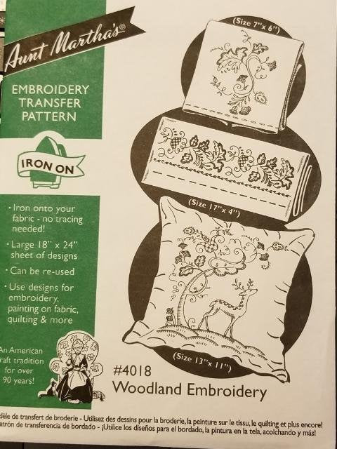 Woodland Embroidery Aunt Martha&#39;s #4018 Vintage Embroidery Hot Iron Transfer Pattern