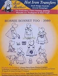 Bonnie Bonnet Too Aunt Martha&#39;s #3989 Vintage Embroidery Hot Iron Transfer Pattern