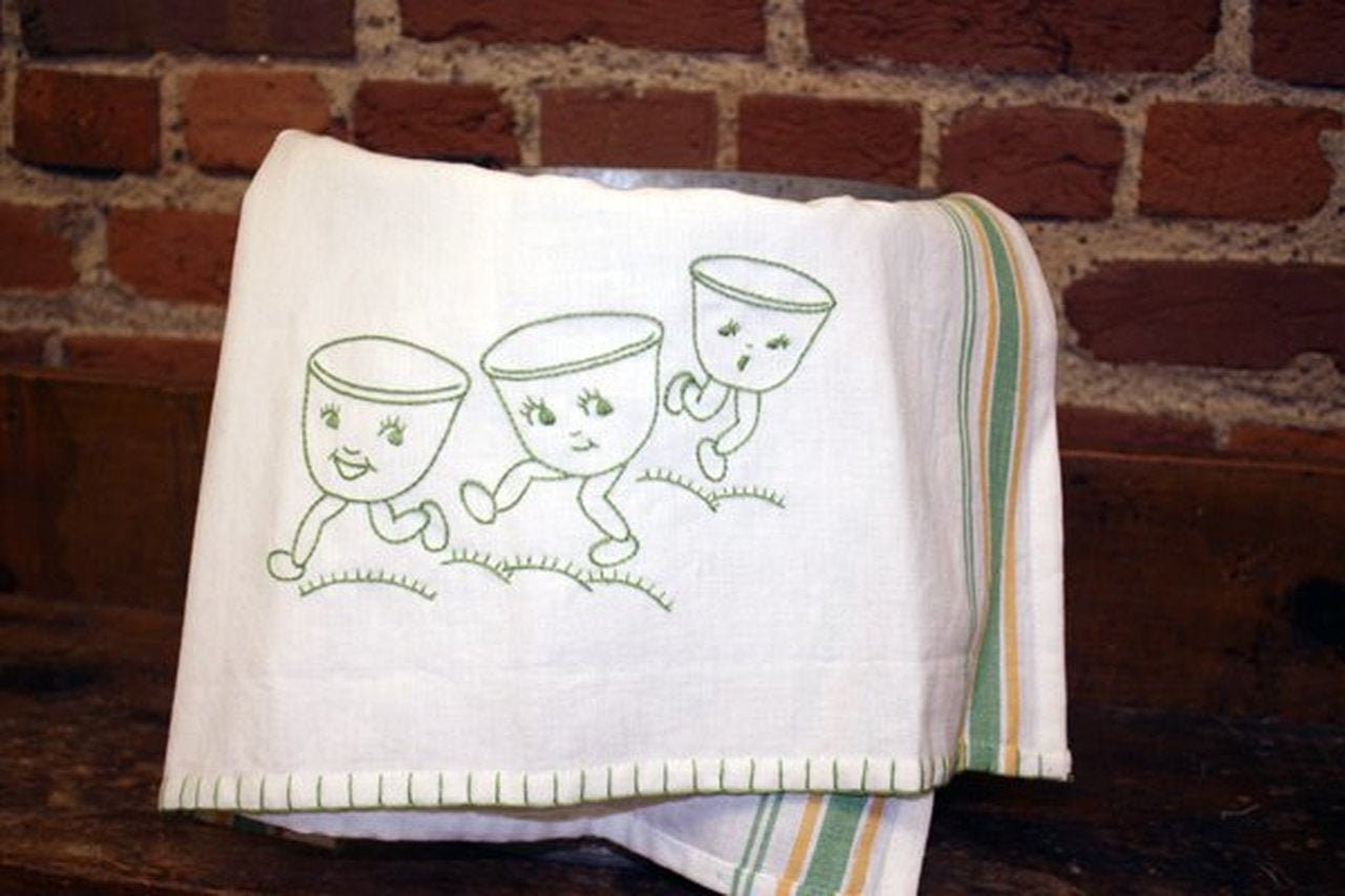 Animated Dish Motifs Aunt Martha's #3528 Vintage Embroidery Hot Iron Transfer Pattern