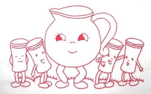 Animated Dish Motifs Aunt Martha's #3528 Vintage Embroidery Hot Iron Transfer Pattern