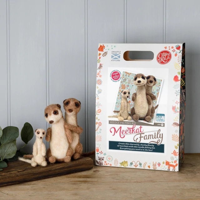 Meerkat Family Needle Felting Kit by the Crafty Kit Company