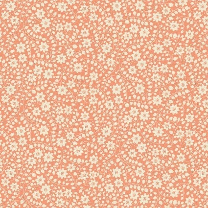 Nana Mae VI Monotone Floral in Peach by Henry Glass continuous cuts of Quilter&#39;s Cotton 30&#39;s print Fabric