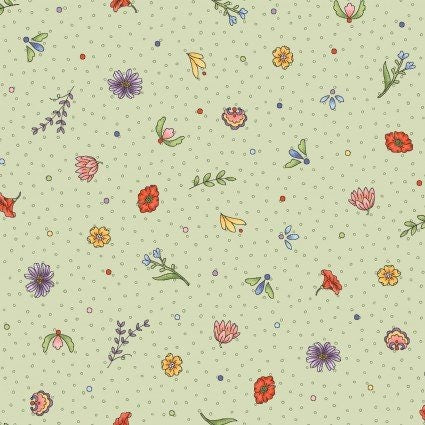 Garden Stroll Green Mini by Kris Lammers for Maywood Studio, continuous cuts of Quilter's Cotton