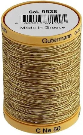 Coffee & Cream Gutermann Variegated 100% Natural Cotton 50 weight thread , 875 yard spool