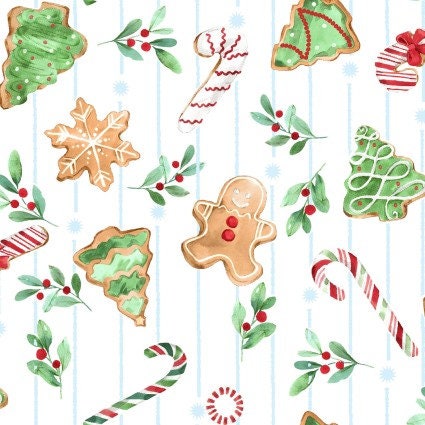 Gingerneering Sugar & Spice in White by 3 Wishes  continuous cuts of Quilter's Cotton Fabric
