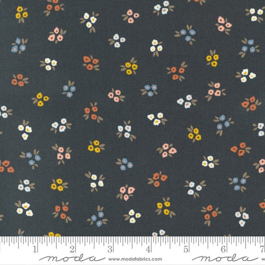 Dawn on the Prairie Sweet Ditsy in Charcoal by Moda continuous cuts of Quilter's Cotton Fabric